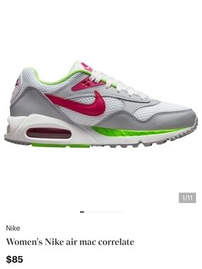 Nike Women's Air Max Correlate Sneaker - White, Gray, Pink & Neon Green